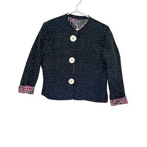 Patty Kim Reversible Geometric & Spots Pattern Cotton Jacket MOP Buttons Sz Smal